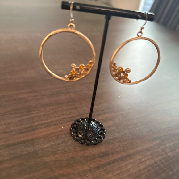 Cache Gold Rhinestone Earrings - Picture 10 of 11